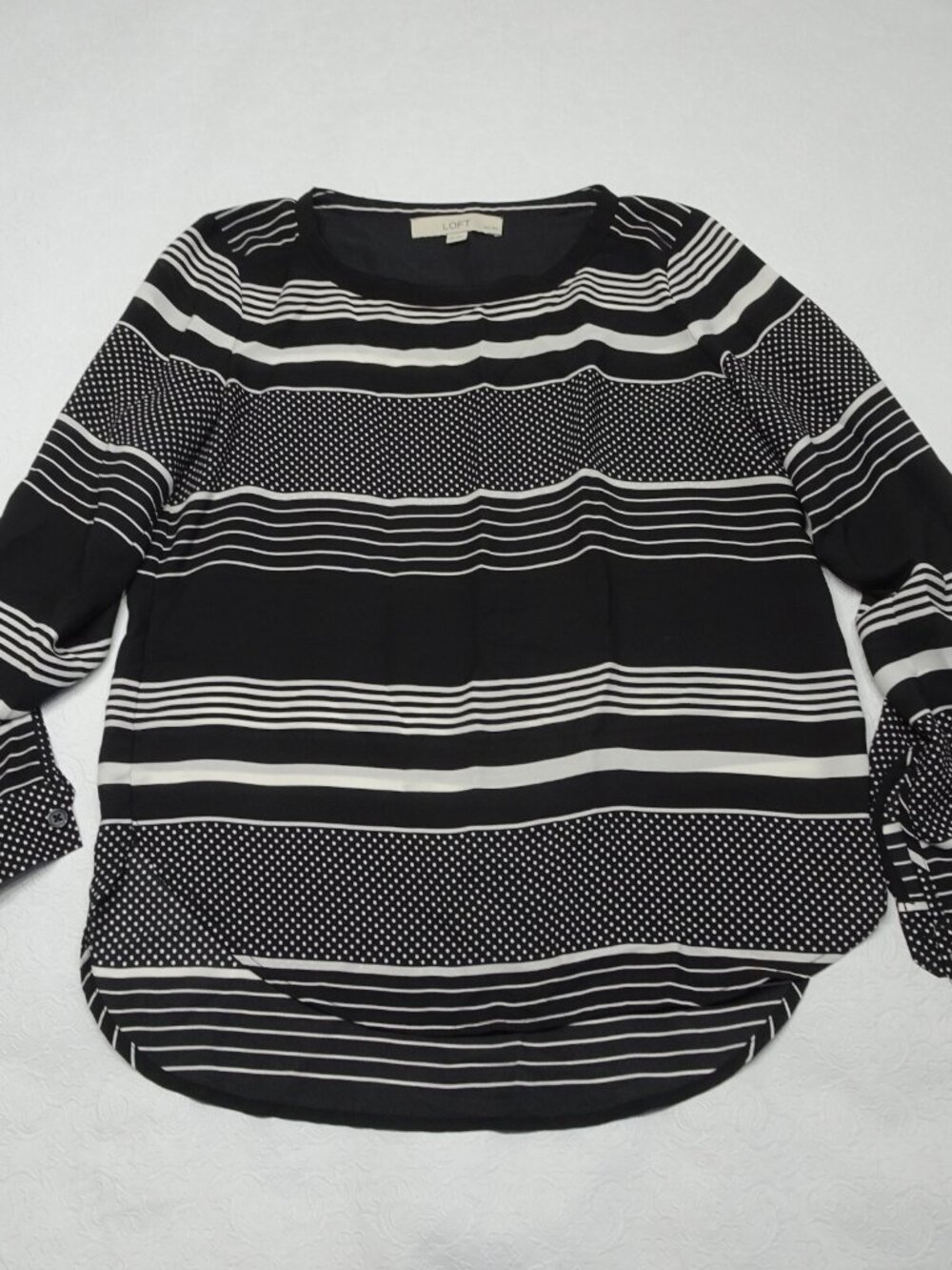 Ann Taylor LOFT Petite Size XXSP Chiffon Hi Low Tab Sleeve Blouse